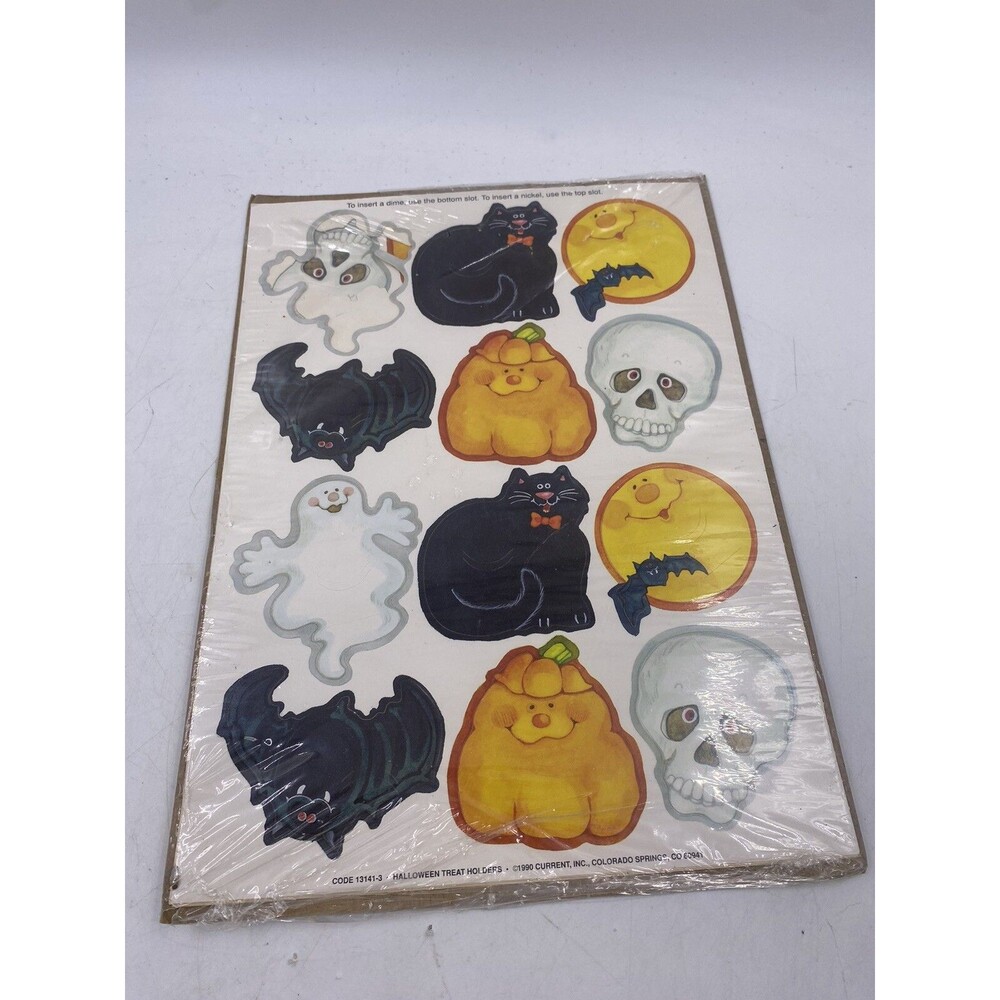 Vintage 1990 Current, Inc. Paper Halloween Treat Holder Nickel and Dime Open